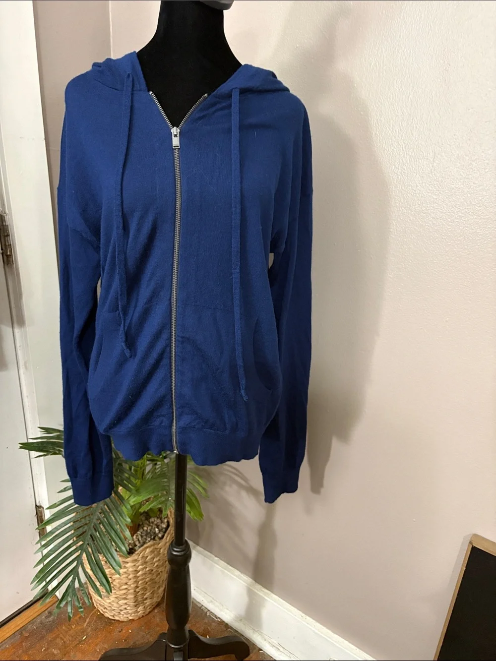 Zadig & Voltaire Navy Blue Hoodie with Rhinestone Skull women’s medium